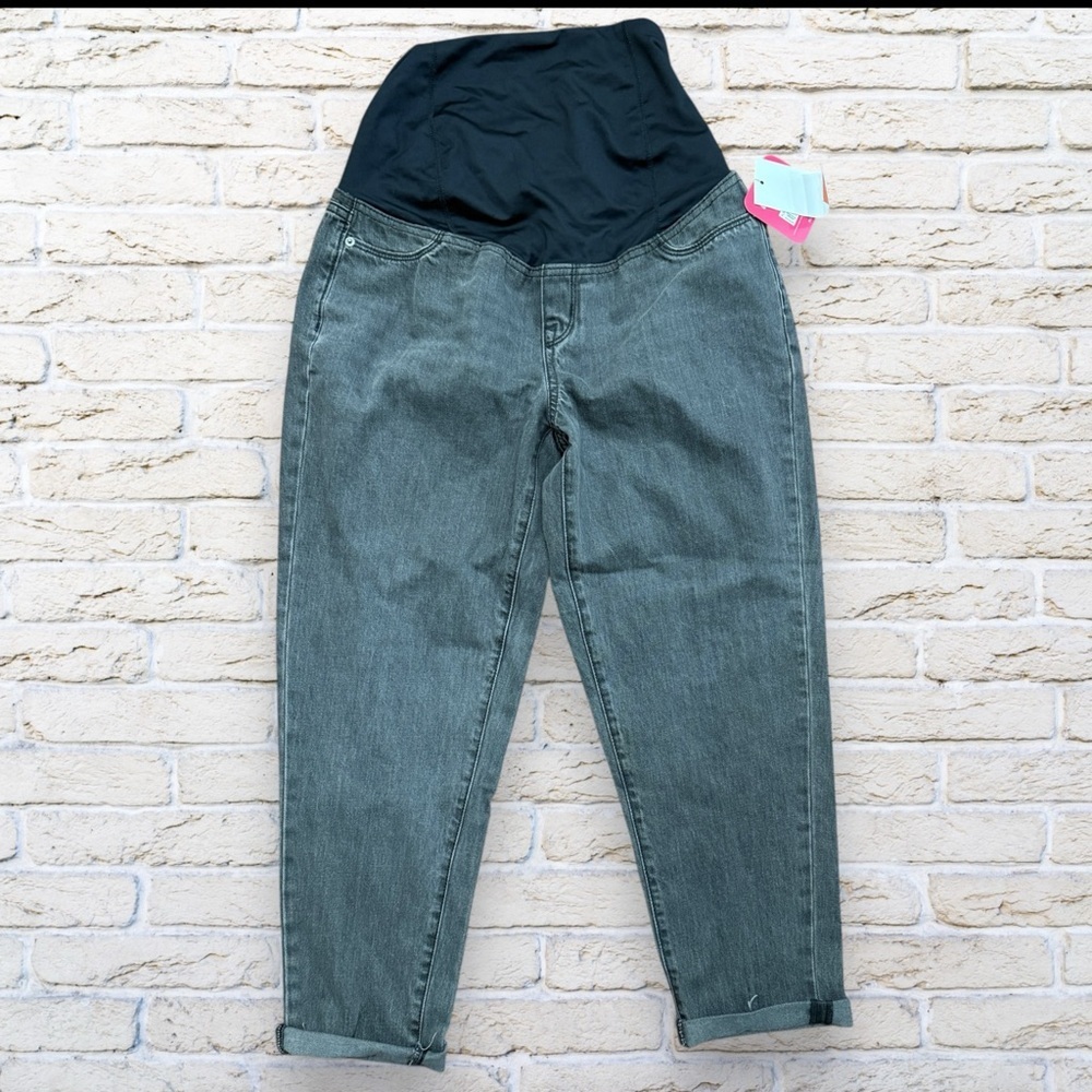 NWT Over the Belly Boyfriend Maternity Jeans Ingrid & Isabel Black Wash Size 6
